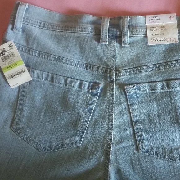 Style Co Womens Petite Tummy Control Slim Leg Jeans Medium Red Size 0